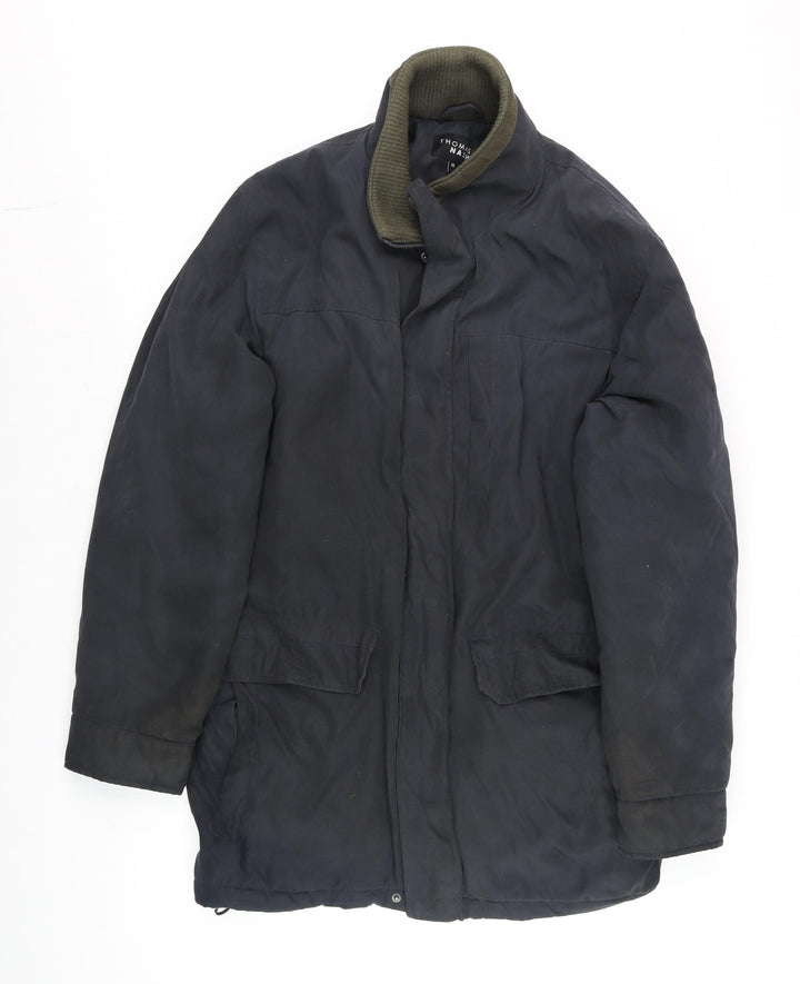Thomas Nash Men's Black Parka Coat M Lined Mid-Length Casual Jacket