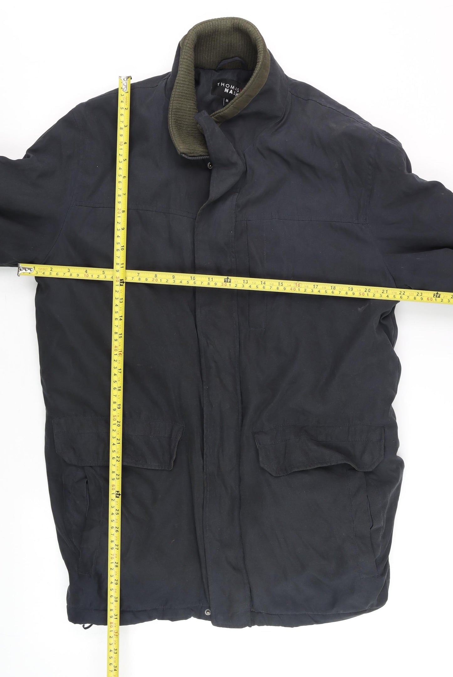 Thomas Nash Men's Black Parka Coat M Lined Mid-Length Casual Jacket