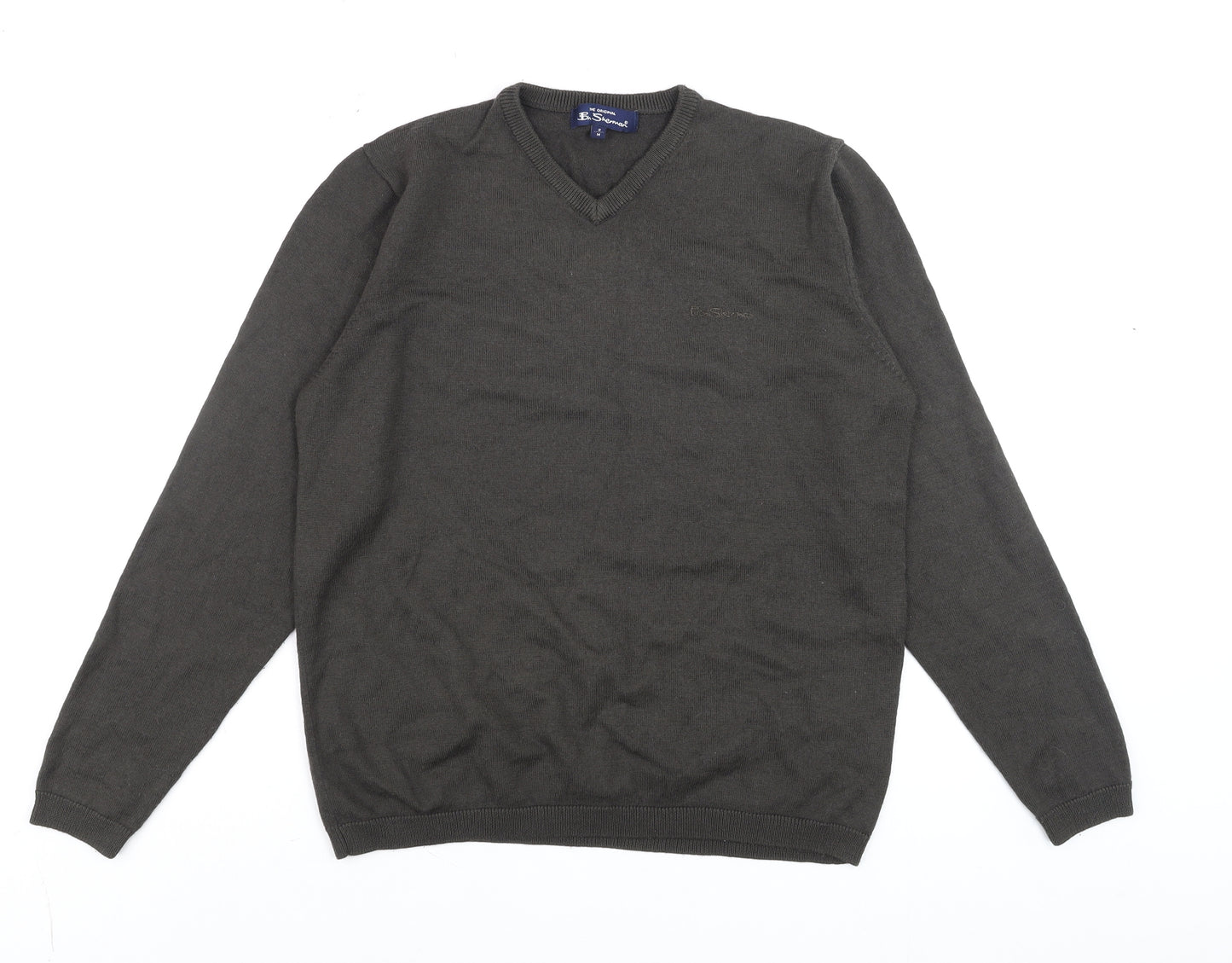 Ben Sherman Men's Brown V-Neck Wool Blend Jumper Size M