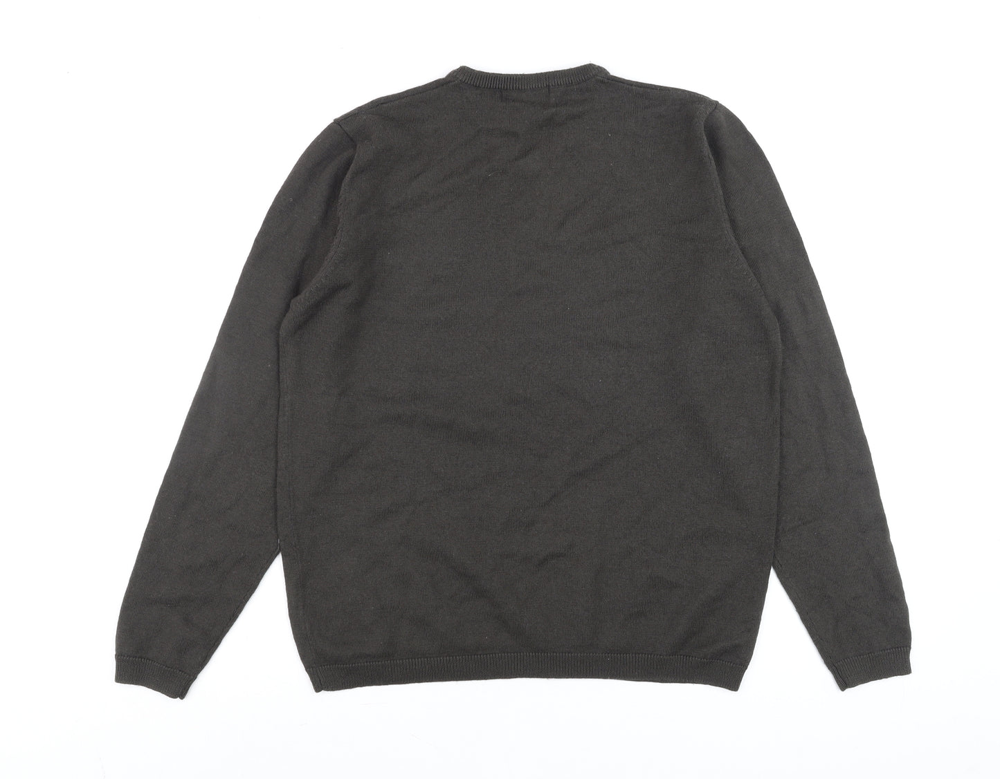 Ben Sherman Men's Brown V-Neck Wool Blend Jumper Size M