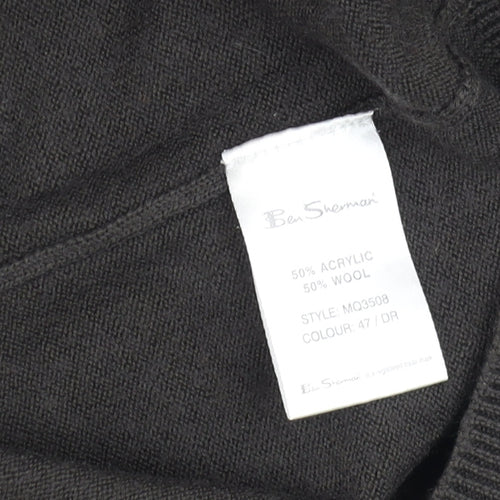Ben Sherman Men's Brown V-Neck Wool Blend Jumper Size M