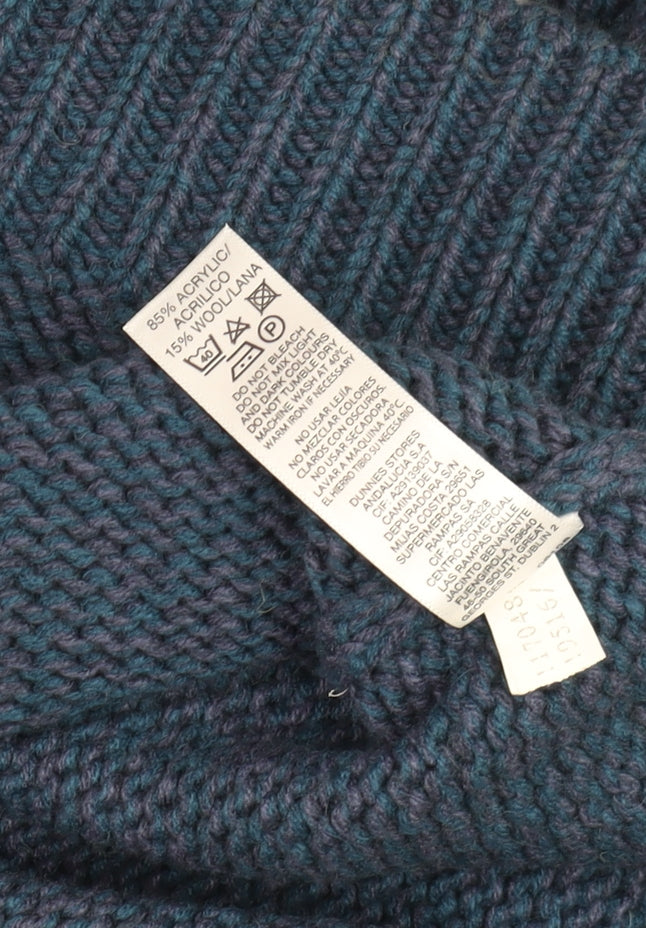 Dunnes Men’s Blue Henley Jumper Medium High Neck Knit Wool Blend