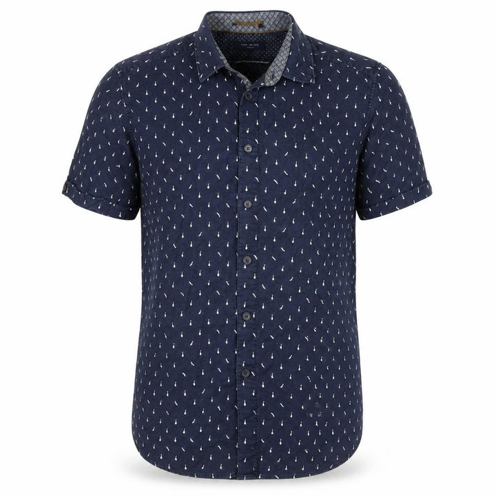 Ted Baker Men’s Blue Nautical Print Short Sleeve Button-Up Shirt M