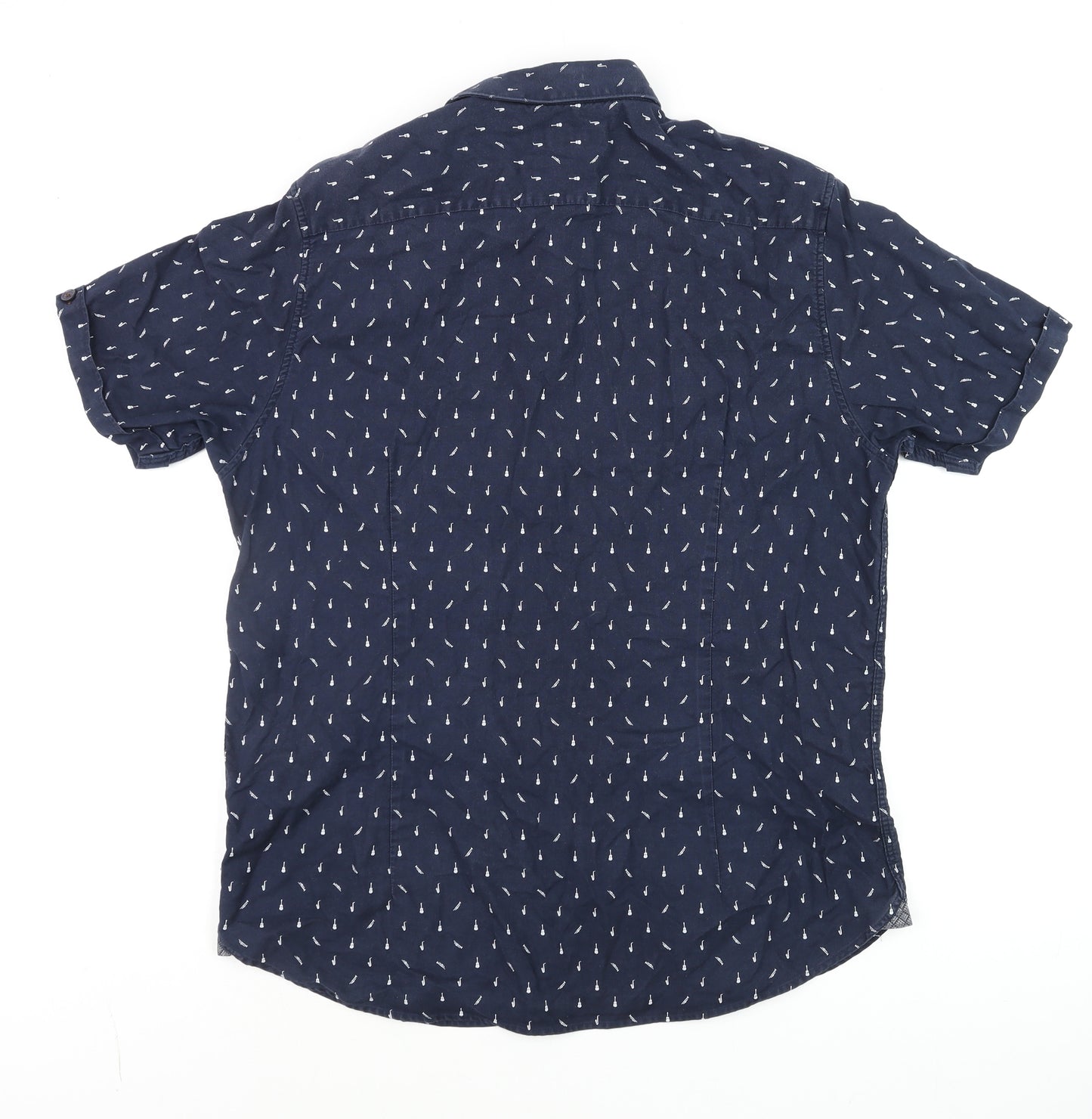 Ted Baker Men’s Blue Nautical Print Short Sleeve Button-Up Shirt M