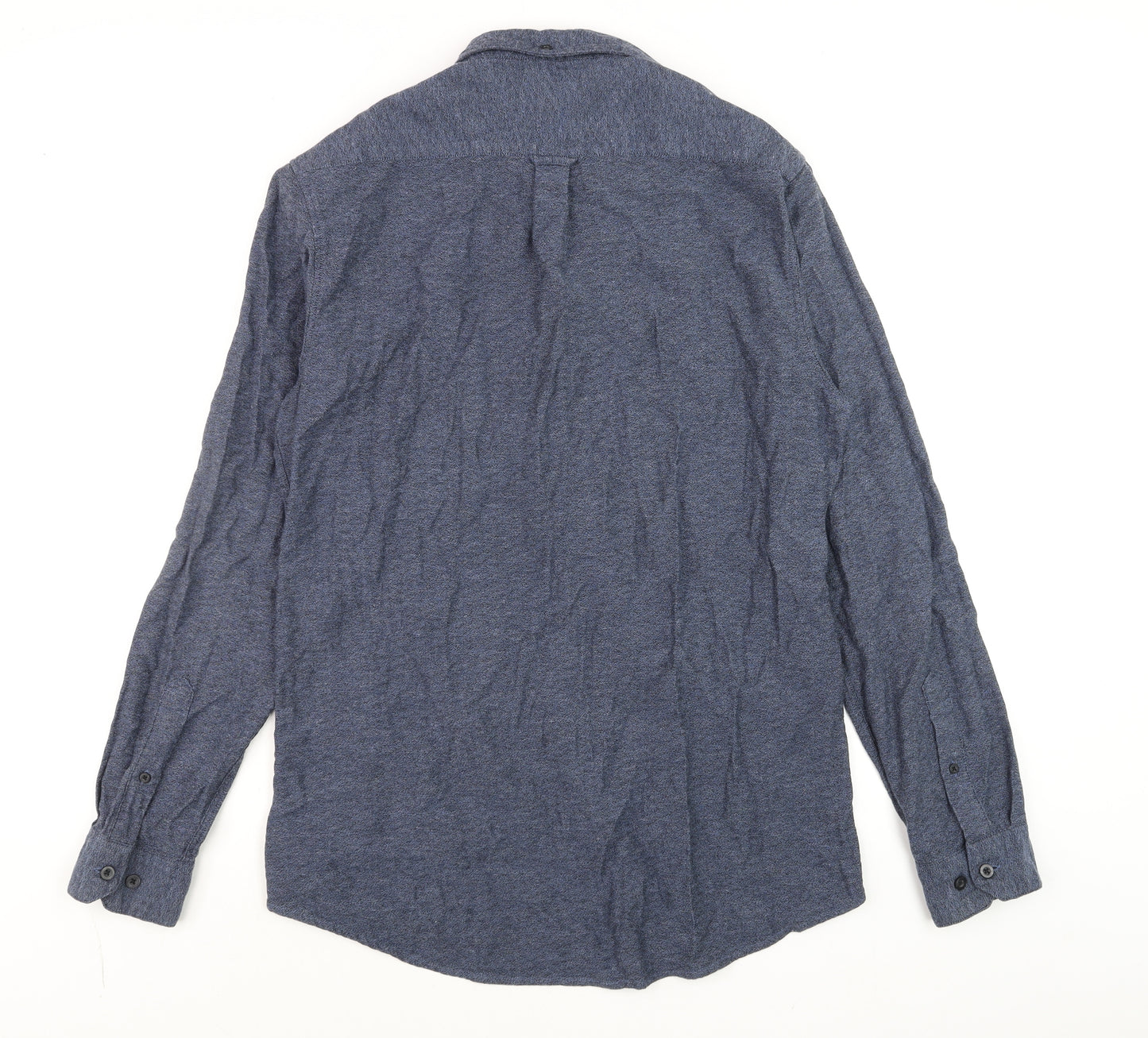 Farah Men's Blue Slim Fit Long Sleeve Button-Up Cotton Shirt Size L