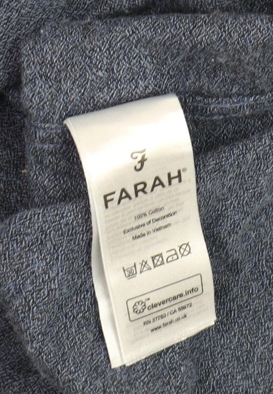 Farah Men's Blue Slim Fit Long Sleeve Button-Up Cotton Shirt Size L