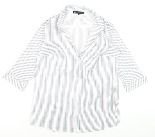 P.S. Elements Women's White Striped Button-Up Shirt Size 20