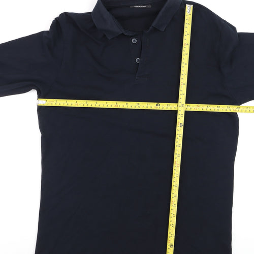 Remus Uomo Men's Black Long Sleeve Polo Shirt Size L Cotton Stretch