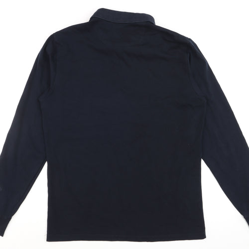 Remus Uomo Men's Black Long Sleeve Polo Shirt Size L Cotton Stretch