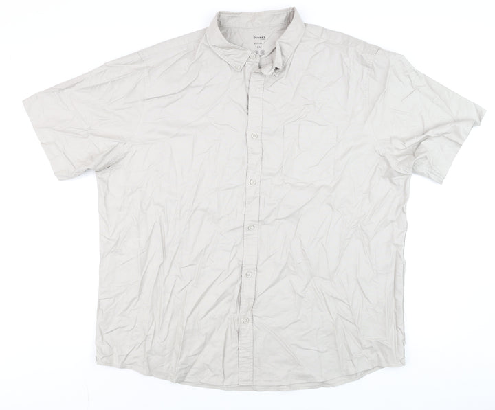 Dunnes Stores Men’s Beige 2XL Regular Fit Short Sleeve Cotton Shirt