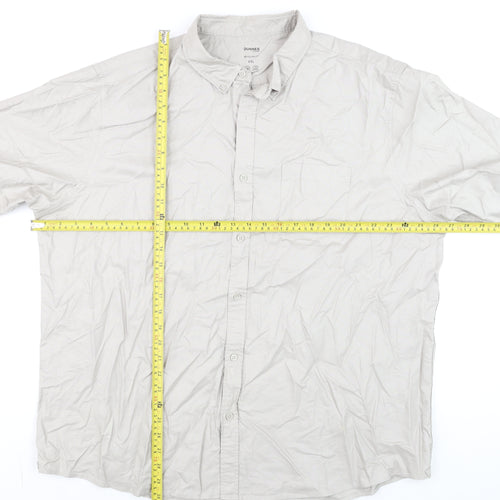 Dunnes Stores Men’s Beige 2XL Regular Fit Short Sleeve Cotton Shirt