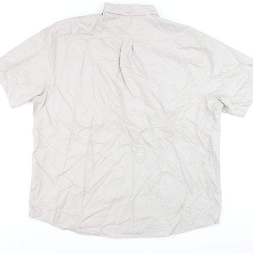 Dunnes Stores Men’s Beige 2XL Regular Fit Short Sleeve Cotton Shirt