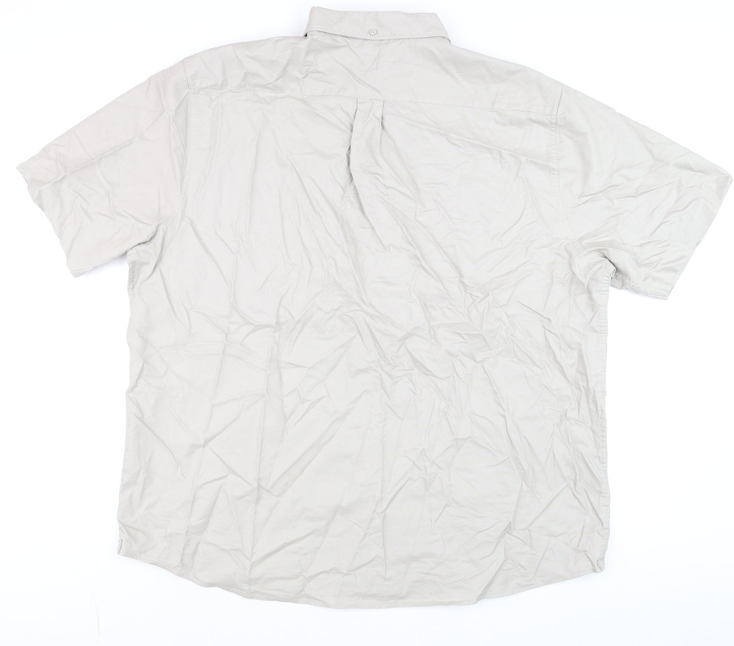 Dunnes Stores Men’s Beige 2XL Regular Fit Short Sleeve Cotton Shirt