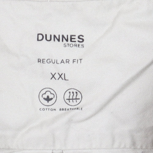 Dunnes Stores Men’s Beige 2XL Regular Fit Short Sleeve Cotton Shirt