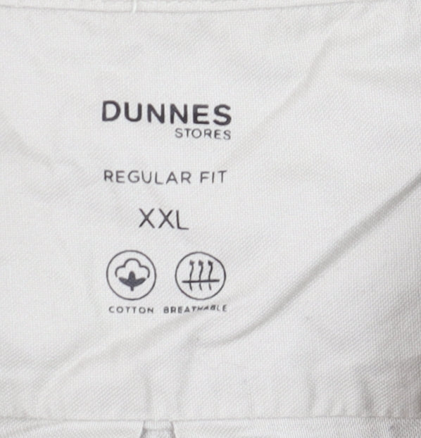 Dunnes Stores Men’s Beige 2XL Regular Fit Short Sleeve Cotton Shirt