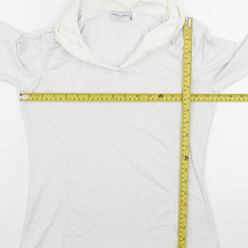 J'aime Lavie Women’s White Cowl Neck 3/4 Sleeve Stretch Blouse M