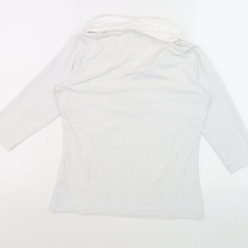J'aime Lavie Women’s White Cowl Neck 3/4 Sleeve Stretch Blouse M