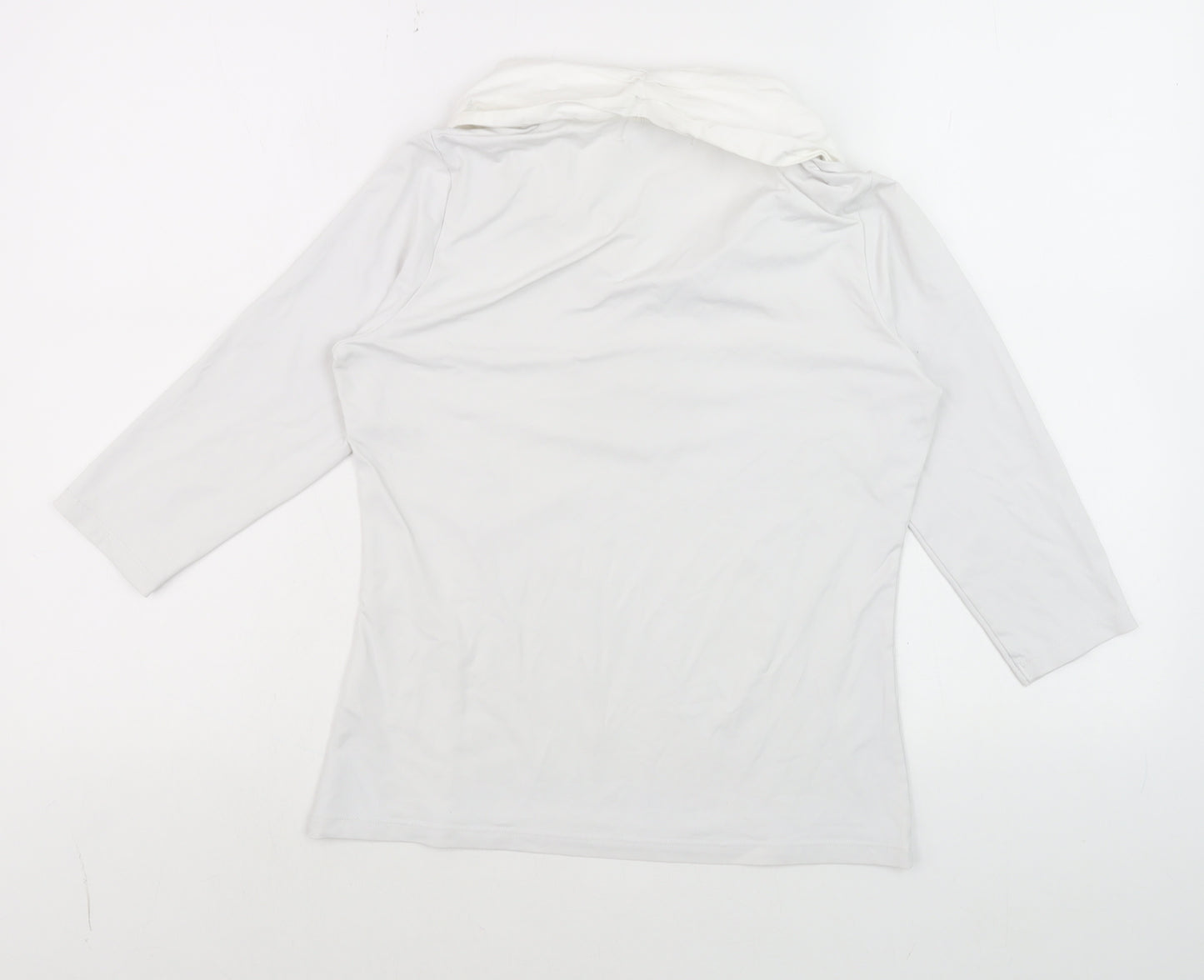 J'aime Lavie Women’s White Cowl Neck 3/4 Sleeve Stretch Blouse M