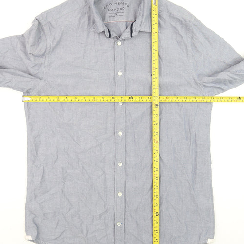 Tommy Hilfiger Men's Blue Oxford Regular Fit Long Sleeve Shirt Size M