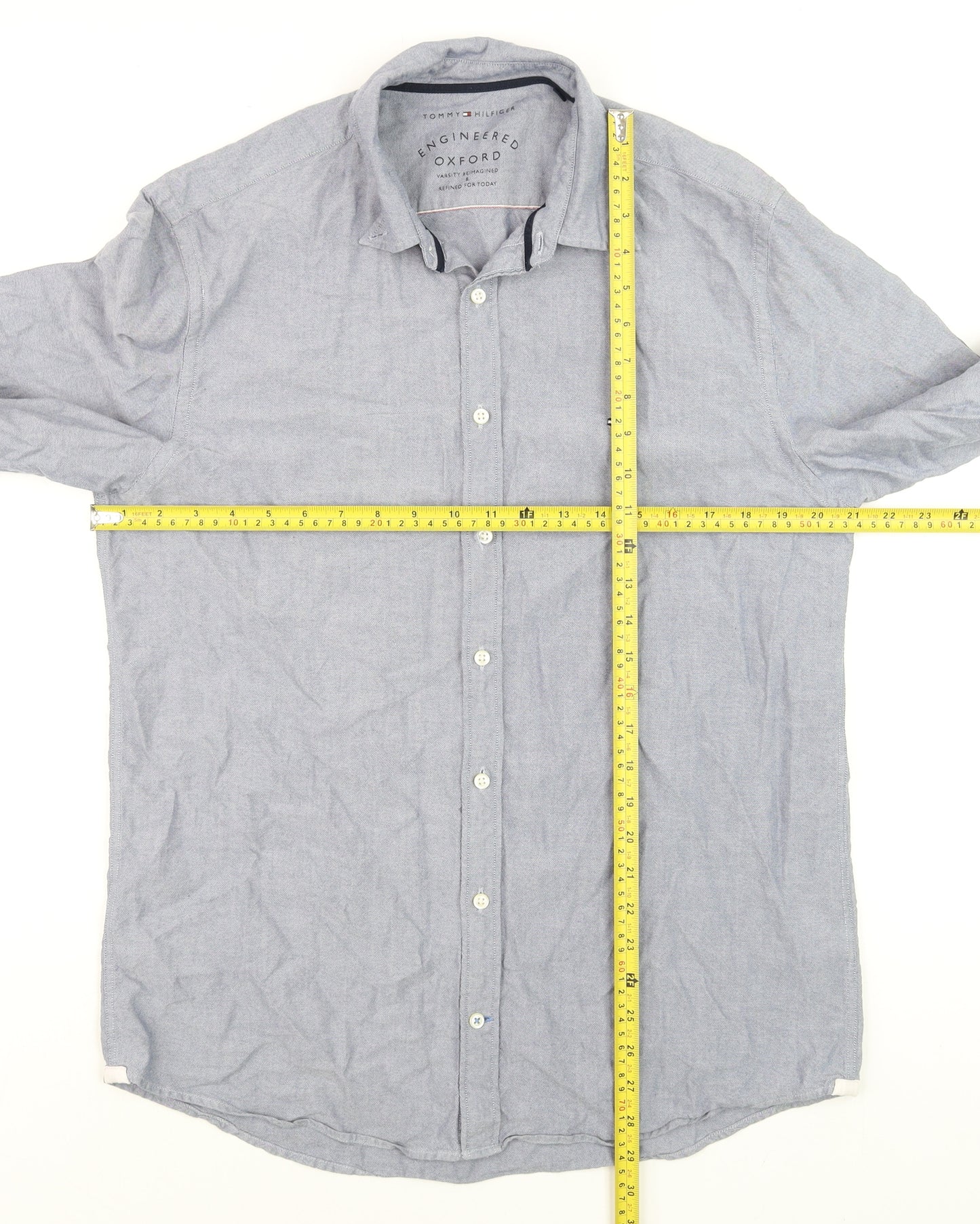 Tommy Hilfiger Men's Blue Oxford Regular Fit Long Sleeve Shirt Size M