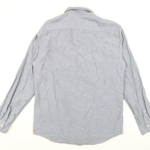 Tommy Hilfiger Men's Blue Oxford Regular Fit Long Sleeve Shirt Size M