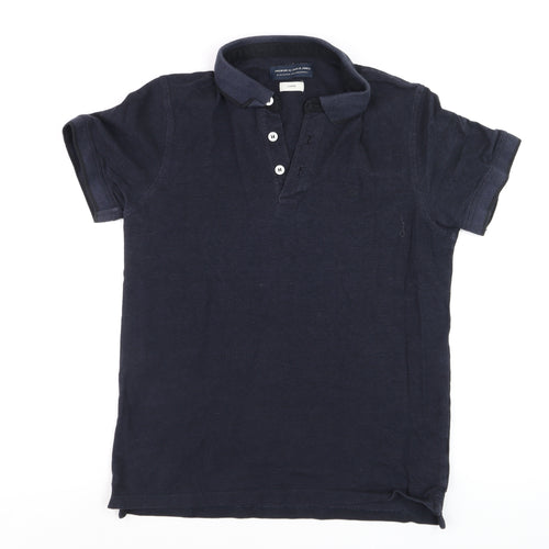 Jack & Jones Men's Blue Cotton Polo Shirt Size L Short Sleeve