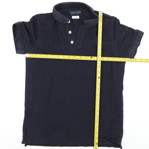Jack & Jones Men's Blue Cotton Polo Shirt Size L Short Sleeve