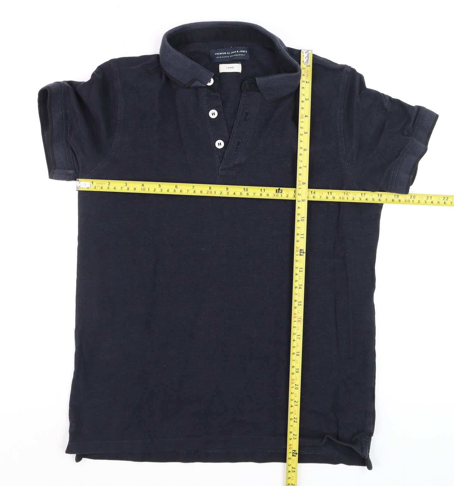 Jack & Jones Men's Blue Cotton Polo Shirt Size L Short Sleeve