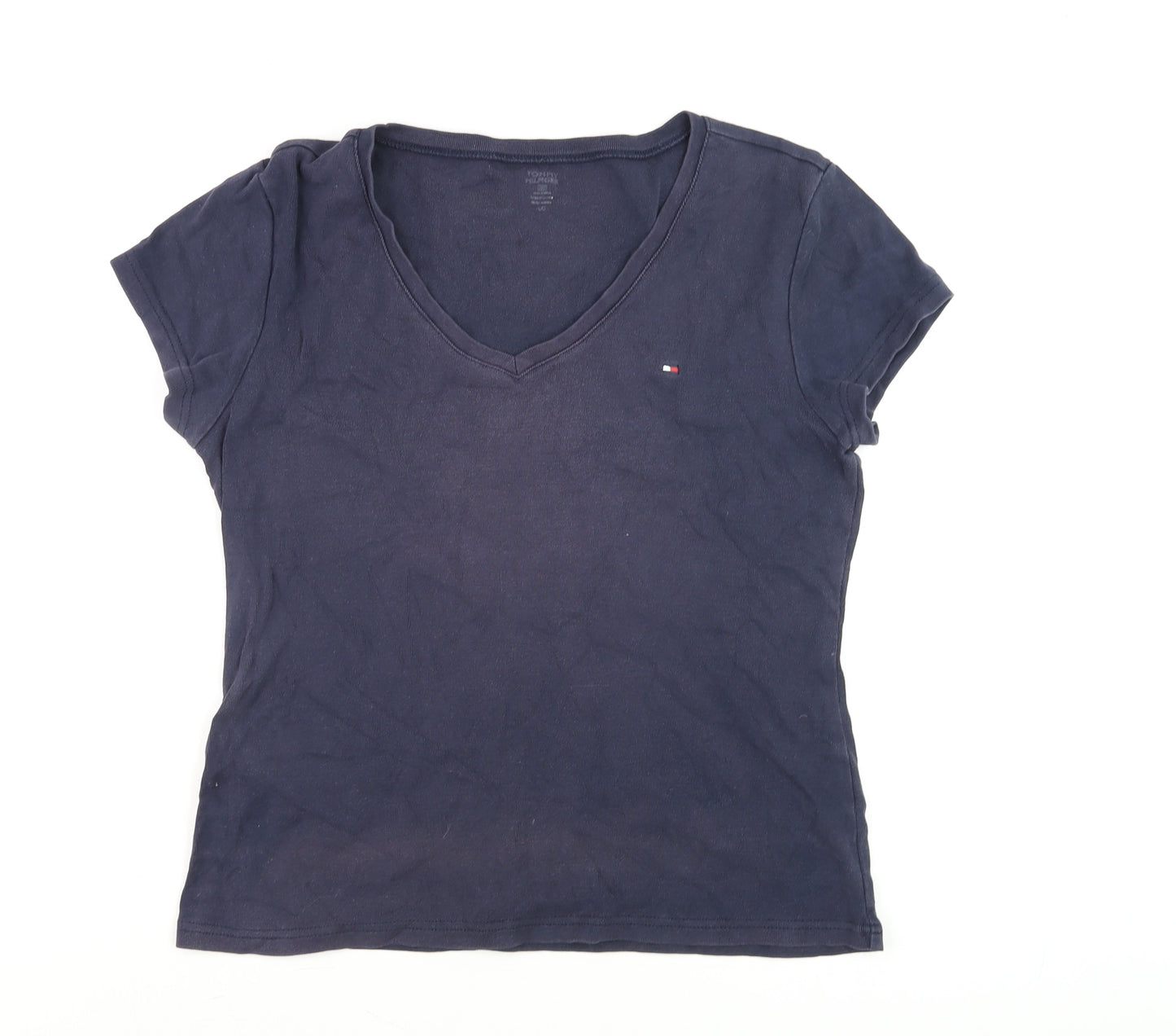 Tommy Hilfiger Womens Blue V-Neck Short Sleeve Cotton T-Shirt Size S