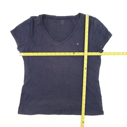 Tommy Hilfiger Womens Blue V-Neck Short Sleeve Cotton T-Shirt Size S