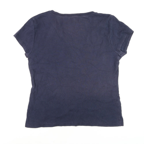 Tommy Hilfiger Womens Blue V-Neck Short Sleeve Cotton T-Shirt Size S