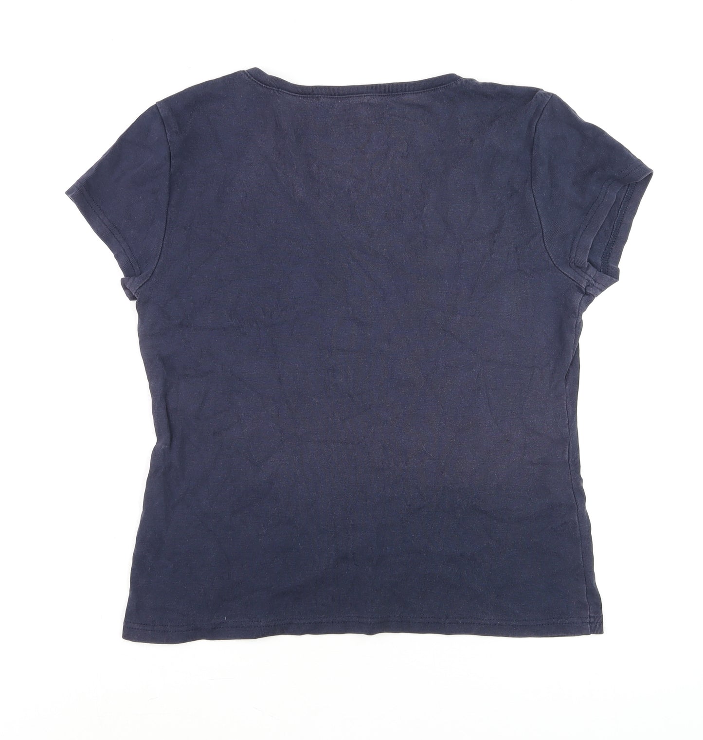 Tommy Hilfiger Womens Blue V-Neck Short Sleeve Cotton T-Shirt Size S
