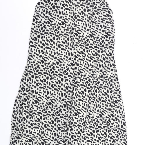 Bella Mae Women's Black & White Animal Print Strapless Jumpsuit Size S Polyester