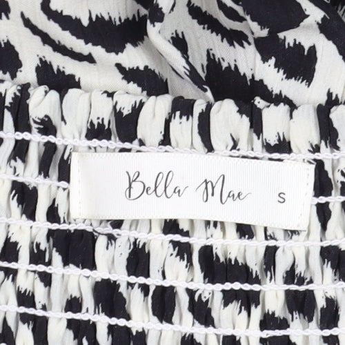 Bella Mae Women's Black & White Animal Print Strapless Jumpsuit Size S Polyester