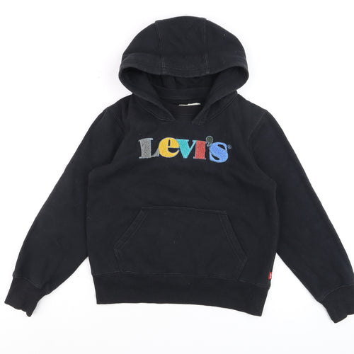Levi's Boys Black Pullover Hoodie 10 Years Cotton Fleece Logo Design