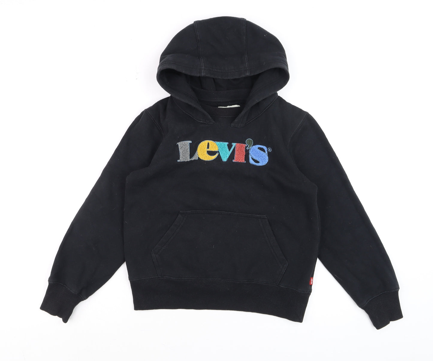 Levi's Boys Black Pullover Hoodie 10 Years Cotton Fleece Logo Design