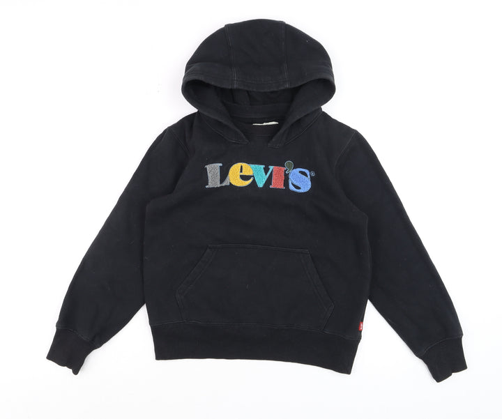 Levi's Boys Black Pullover Hoodie 10 Years Cotton Fleece Logo Design