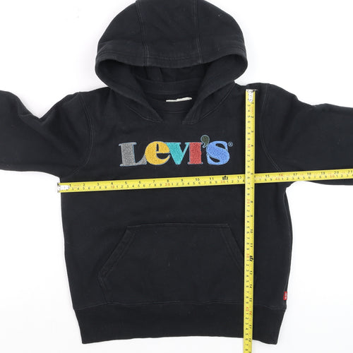 Levi's Boys Black Pullover Hoodie 10 Years Cotton Fleece Logo Design