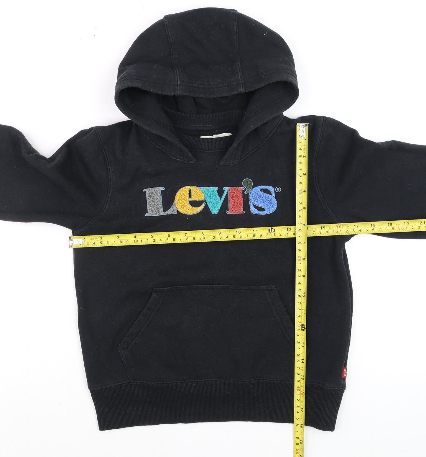 Levi's Boys Black Pullover Hoodie 10 Years Cotton Fleece Logo Design
