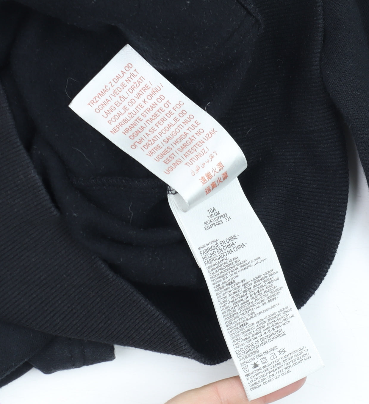 Levi's Boys Black Pullover Hoodie 10 Years Cotton Fleece Logo Design