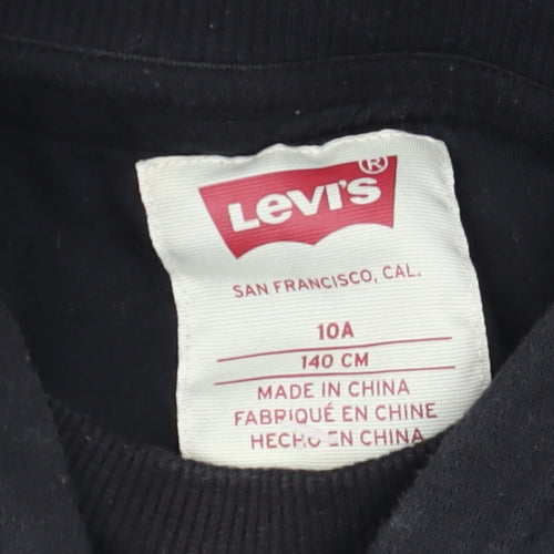 Levi's Boys Black Pullover Hoodie 10 Years Cotton Fleece Logo Design