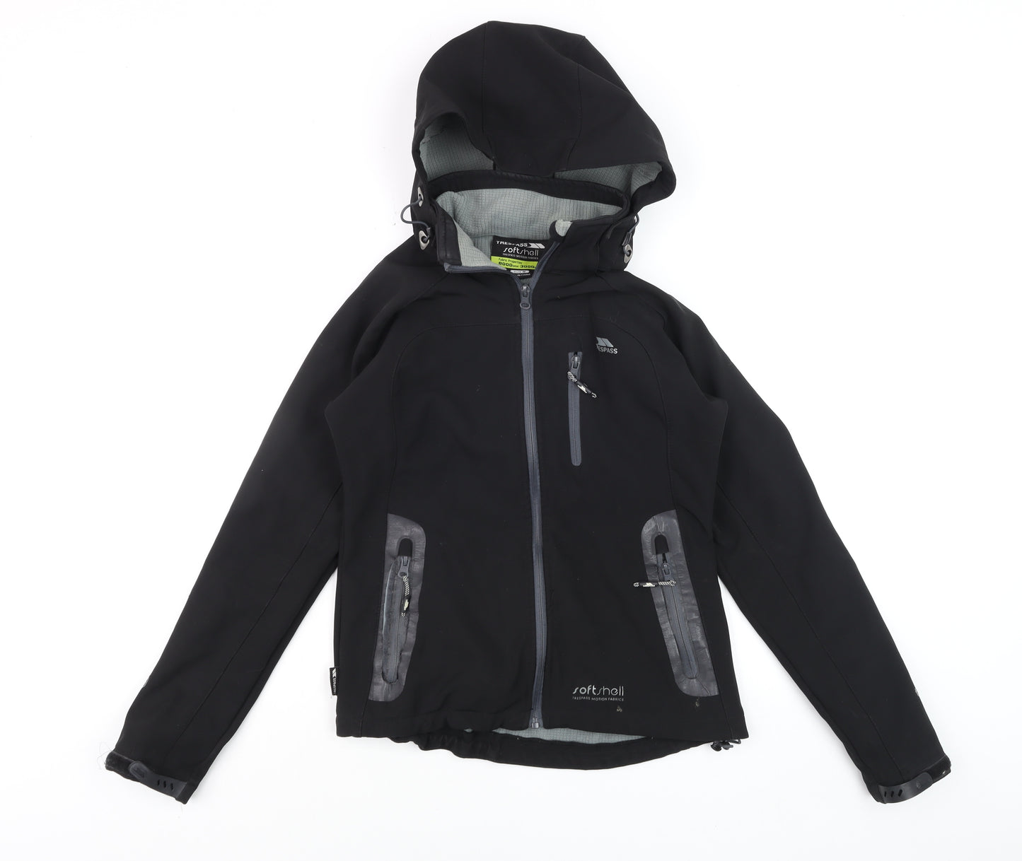 Trespass Men's Black Soft Shell Waterproof Hooded Jacket Size S