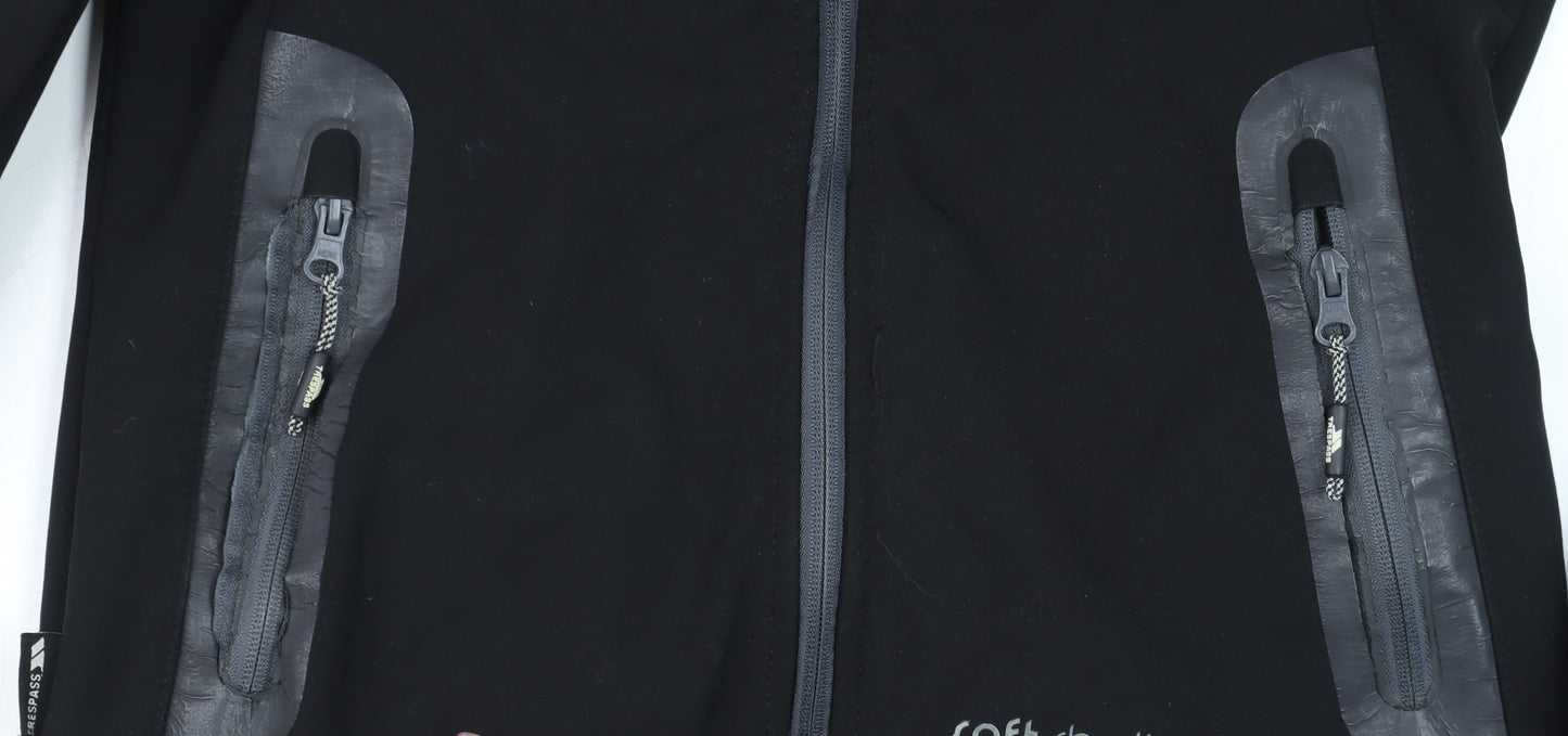 Trespass Men's Black Soft Shell Waterproof Hooded Jacket Size S