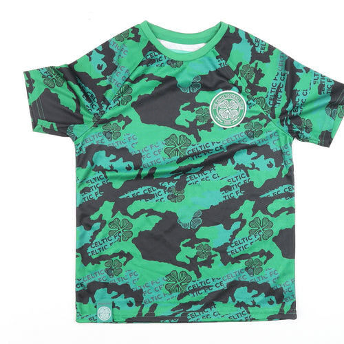 Celtic Football Club Boys Green Camouflage Short Sleeve T-Shirt 9-10 Years