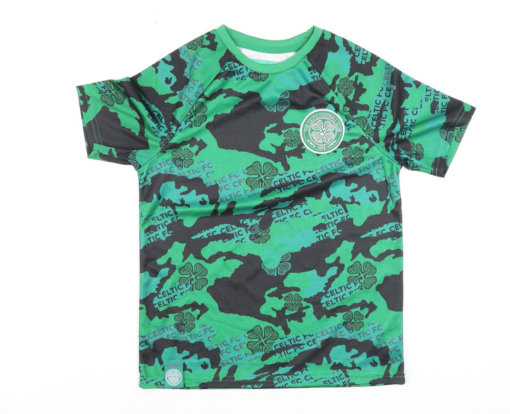 Celtic Football Club Boys Green Camouflage Short Sleeve T-Shirt 9-10 Years