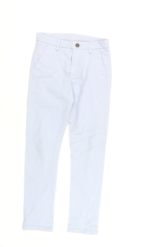 Next Girls Blue Chino Trousers 10 Years Cotton Elastane Casual Pants
