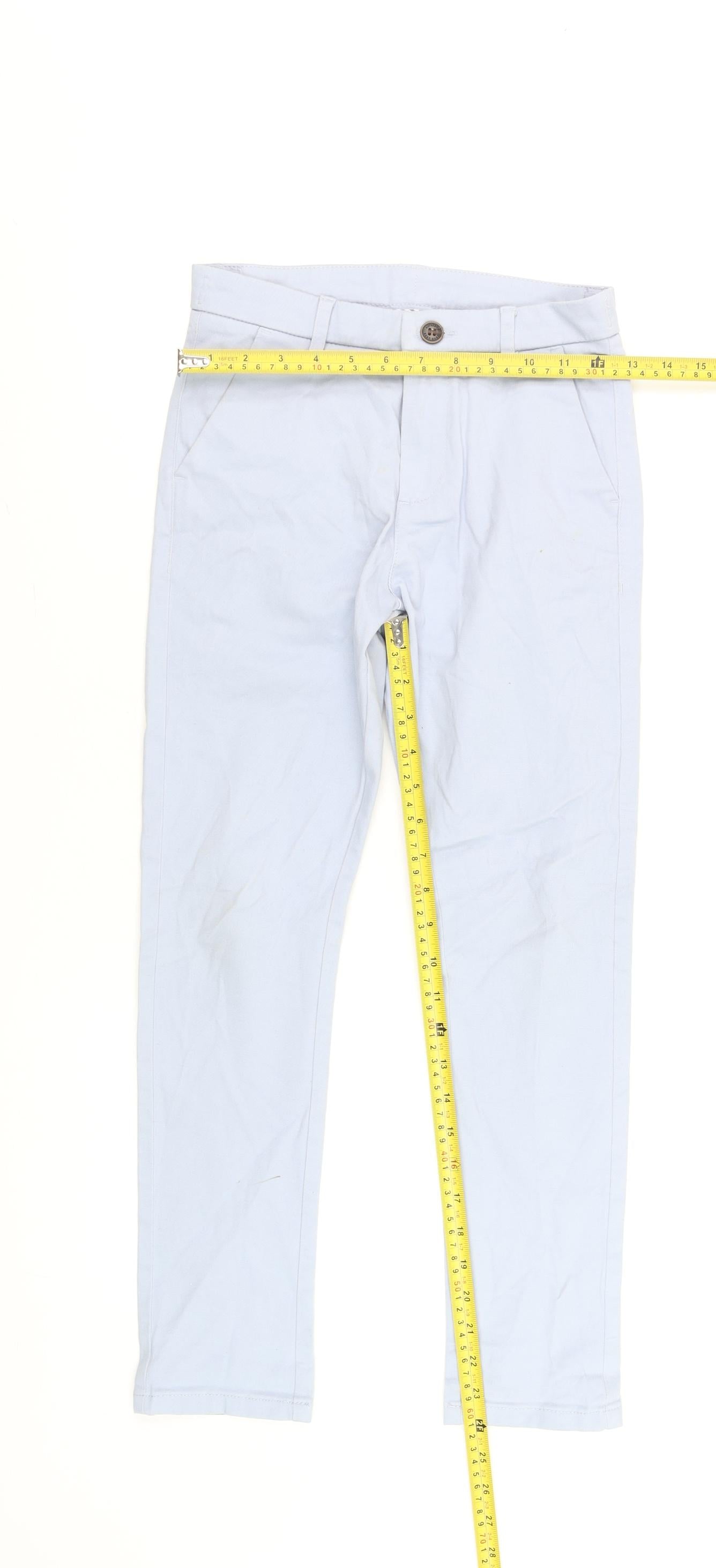Next Girls Blue Chino Trousers 10 Years Cotton Elastane Casual Pants