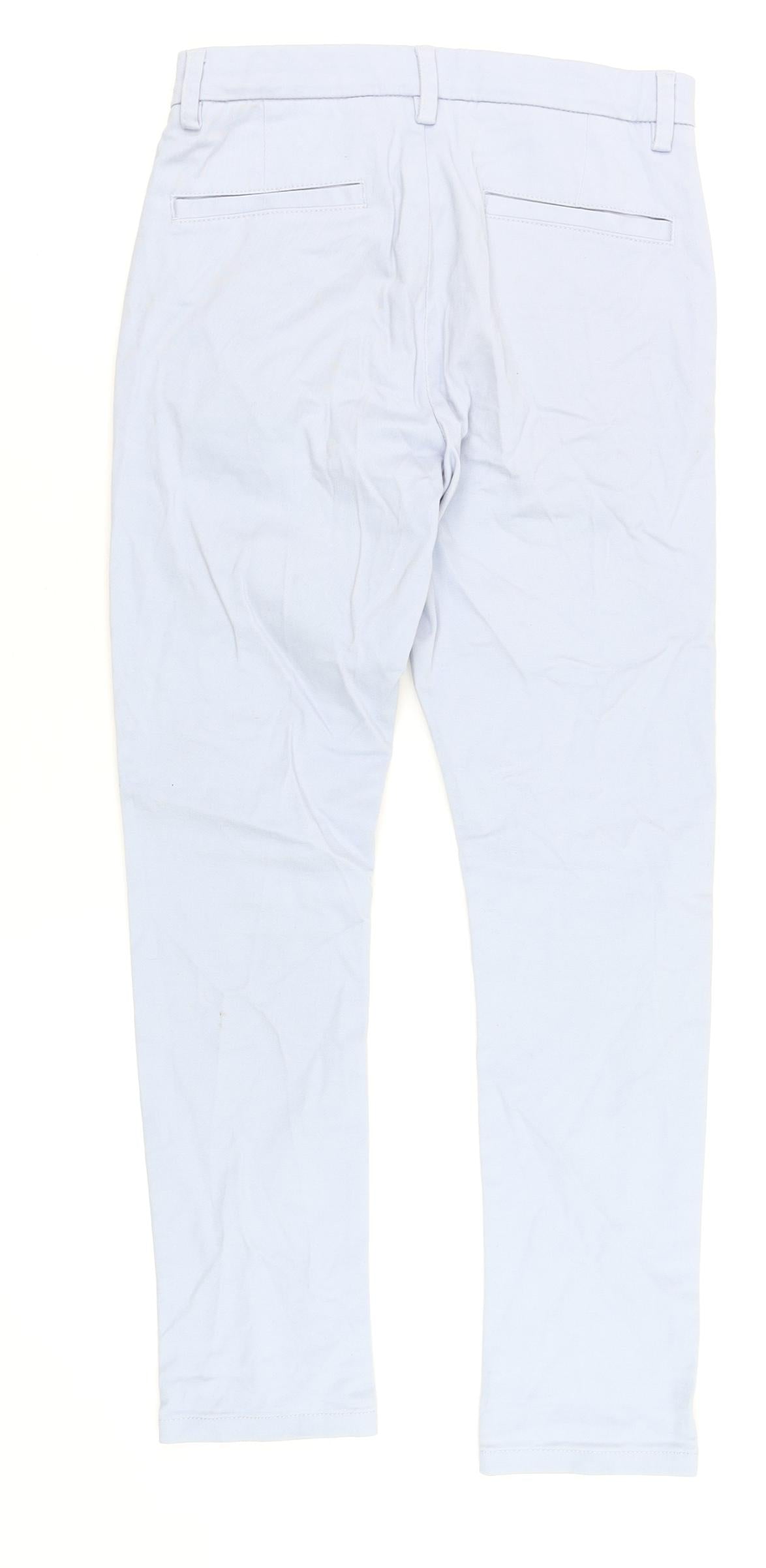 Next Girls Blue Chino Trousers 10 Years Cotton Elastane Casual Pants