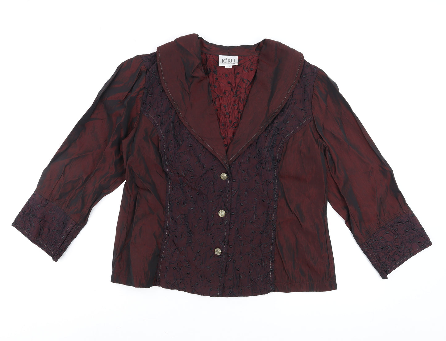 Jorli Women’s Brown Embroidered Tunic Blouse Size 14 3/4 Sleeve