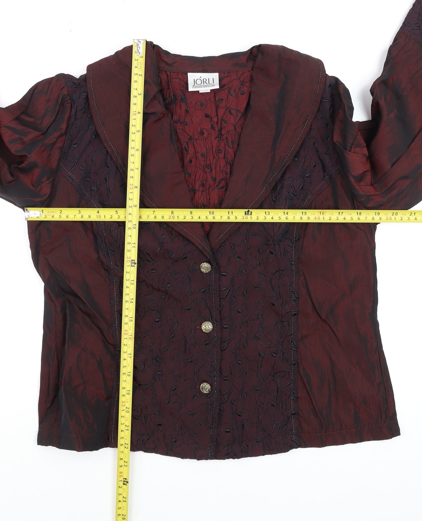 Jorli Women’s Brown Embroidered Tunic Blouse Size 14 3/4 Sleeve